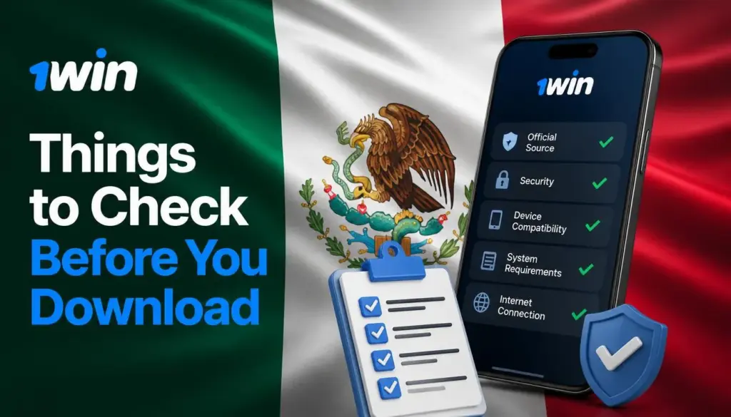 Ilustración de aplicación móvil de 1win para México: conditions