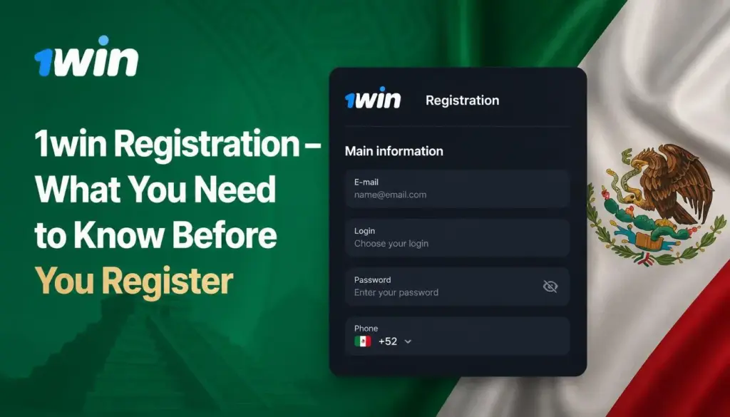 Ilustración de registro en 1win para México: main information