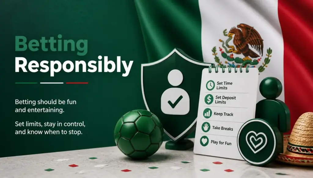 Ilustración de guía para apostar en línea para México: responsible gambling
